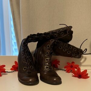 Chic Brown Lace-Up Boots for Women